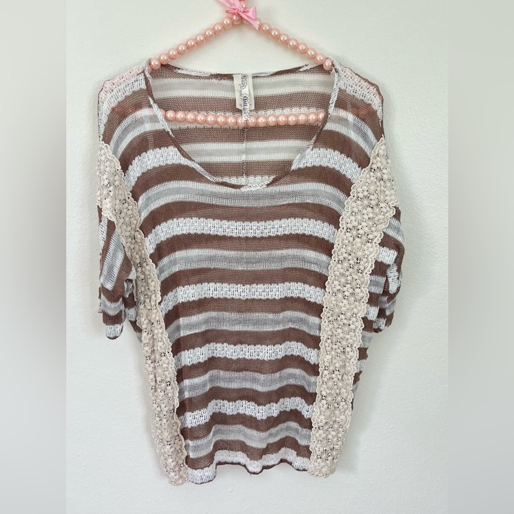 Oatt Sheer Neutral Colors Blouse in Large